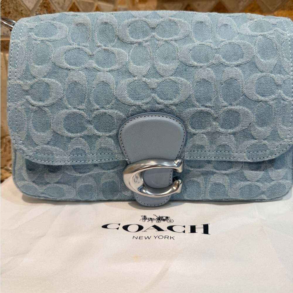 Coach CJ854 Soft Tabby Shoulder Bag Signature Denim Women's Handbag Blue NWT